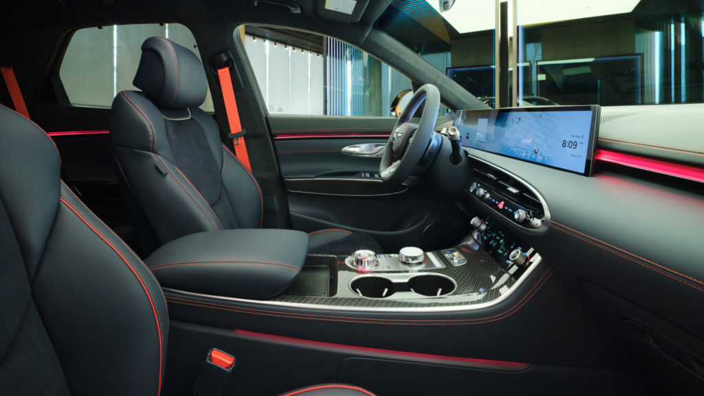 Front seats and dashboard of a 2027 Genesis GV70